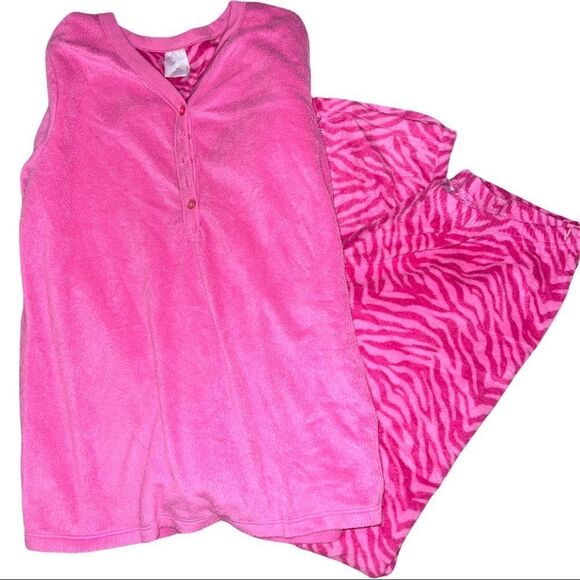 Simple pleasure hot pink warm & cozy pj set - Picture 3 of 6